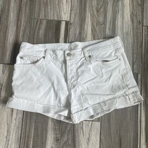 7 for all mankind white denim shorts